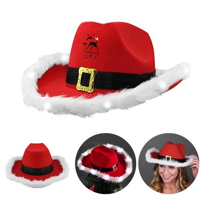 Santa Claus Christmas Hat, White Light Fur Trim