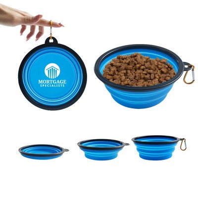 Collapsible pet bowl with carabiner