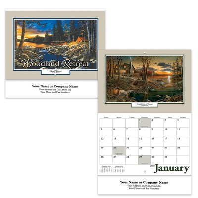 Woodland Retreat Stapled Wall Calendar