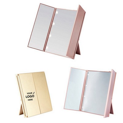 Trifold Compact Mirror with LED Light