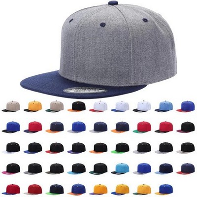 Unbranded Blank Snapback Cap w/Flat Bill