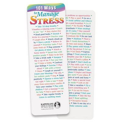 101 Ways To Manage Stress Bookmark - Personalized