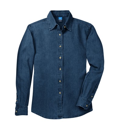 Port & Company® Ladies' Long Sleeve Value Denim Shirt