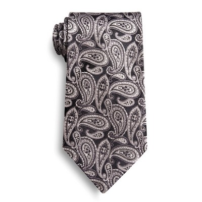 Black and Gray Silk Paisley Tie