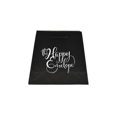 Inverted Trapezoid Matte Black Paper Euro Tote (7.5/10"x4"x8.75")