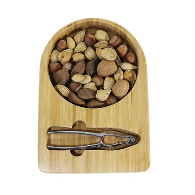 Bamboo Nut Tray w/Nutcracker