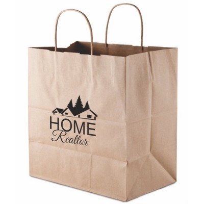 Recycled Natural Kraft Paper Shopping Bags 1C1S (13"x6"x15")