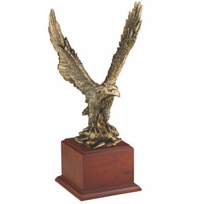 15½" Large Brass Eagle Trophy w/Wood Base