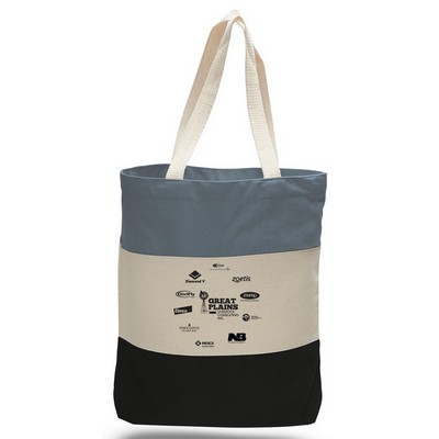 Black/Beige/Gray Tri-Color Tote with Gusset (Printed)