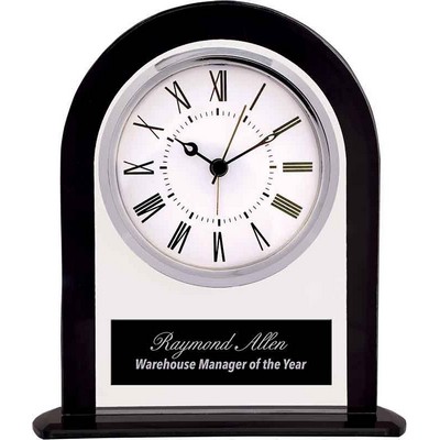 Black/Clear Glass Arch Clock 6 1/4" H