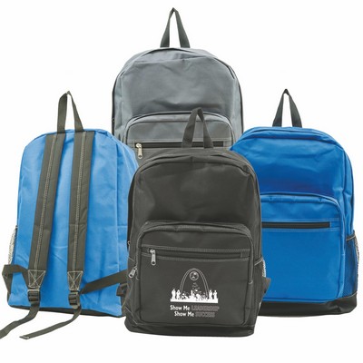 Backpack with large main compartment & 2 zipper pockets on front