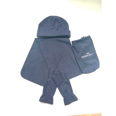 Polar Fleece Hat Scarf and Glove Matching Set