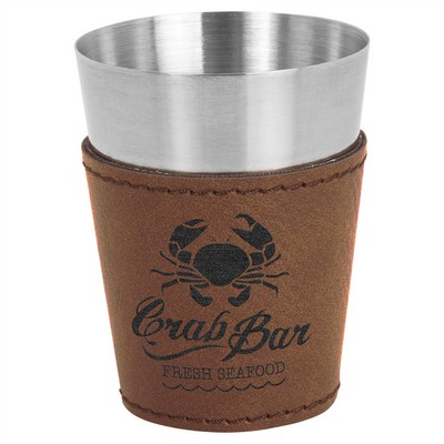 Shot Glass, Dark Brown Faux Leather, 2 oz