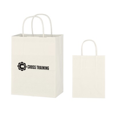 Kraft Paper White Shopping Bag - 8" x 10-1/4"