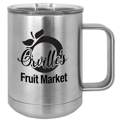 15 Oz. Stainless Steel Coffee Mug - Silver