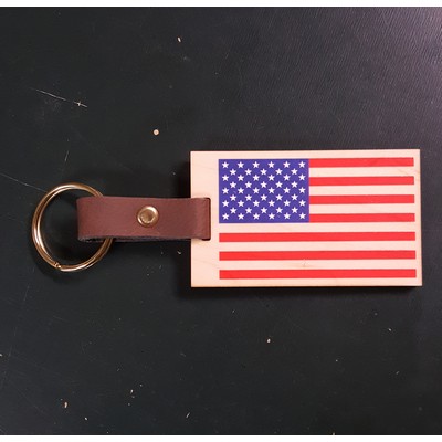 1.75" x 2.95" - American Flag Hardwood Keychains