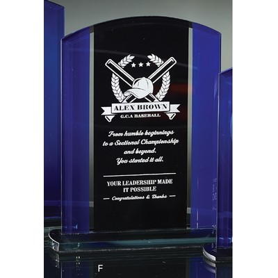 7¼" Black/Blue Glass Standing Award