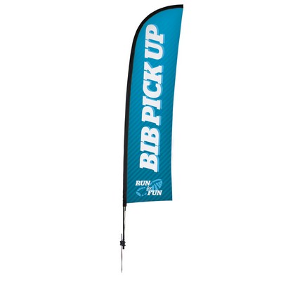 13' Premium Blade Sail Sign Flag, 1-Sided, Ground Spike