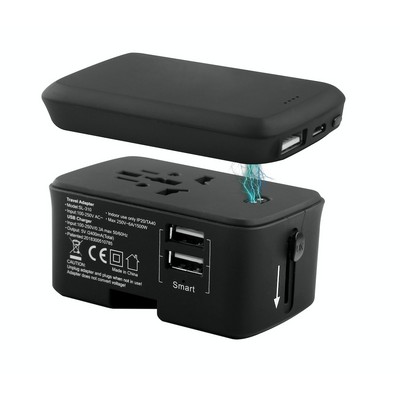 Universal World Travel Wall Charger w/ Detachable Power Bank (4000 mAh)