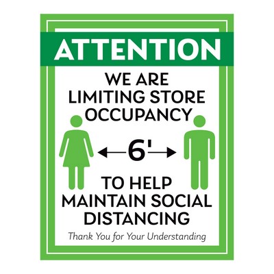 Social Distancing Limited Occupancy Sign Style 7 - (11"x14")