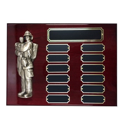 Fire Fighter Perpetual on Piano Finish Cherry Board Plaque (9" x 12")