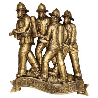 Fireman Plaque Mount - Resin Antique Gold Finish 7" x 7"