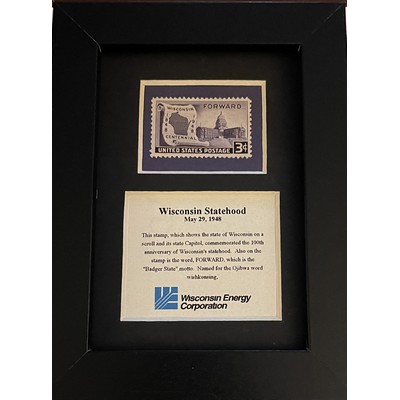 Framed Stamp Gift/Award Celebrating Wisconsin Statehood-100th Anniversary