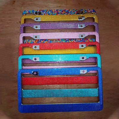 Bling Rhinestone License Plate Frames Stainless Steel