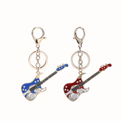 Diamond Studded Electric Guitar Keychain