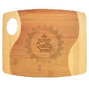 Bamboo Two-Tone Cutting Board w/Handle (11"x9")