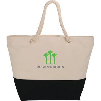 Zippered 12oz Cotton Canvas Rope Tote