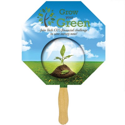 Octagon Glued Hand Fan (1 Side/ Four Color Process Imprint)