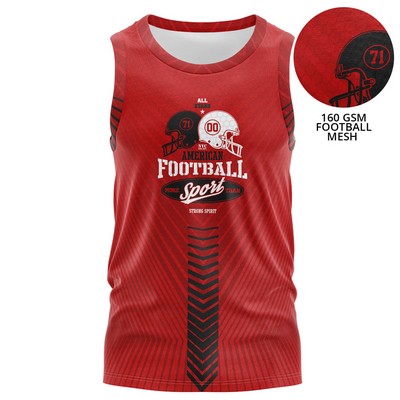 Unisex 160 GSM Football Mesh Performance Sublimation Sleeveless Tank Tops