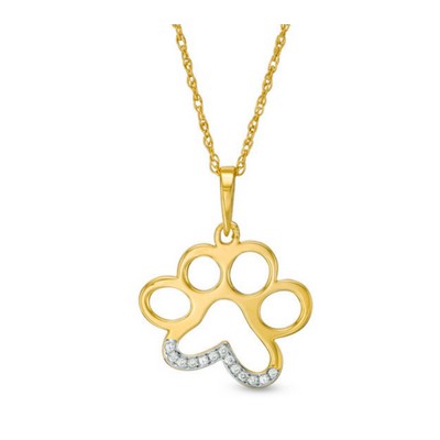 Diamond Dog Paw Pendant Necklace