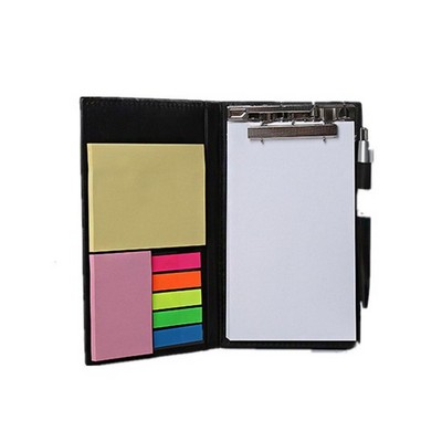 Memo Note Book with Sticky Notes and Clip Holder