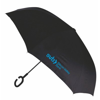 Double Layer Inverted Umbrella - 48" Arc - Manual Open, solid black color