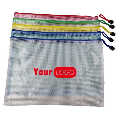 Transparent Mesh Zipper File Pouch