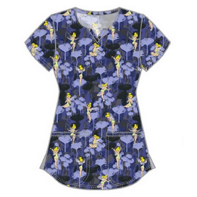 Cherokee® Women's Tooniforms V-Neck Print Scrub Top w/Dual Front Patch Pockets & Side Vents