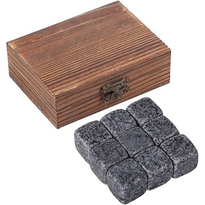 9pc Whiskey Chilling Stones w/Wooden Box