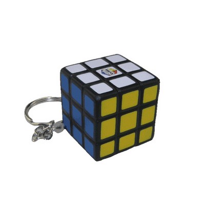 New PU Foam Rubik's Cube Shaped Stress Reliever with Keychain