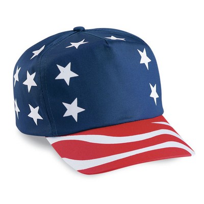 5 Panel Cotton Twill Usa Flag Cap