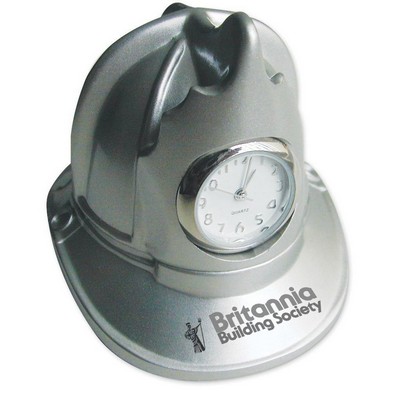 Miniature Metal Fire Helmet Replica Desk Clock