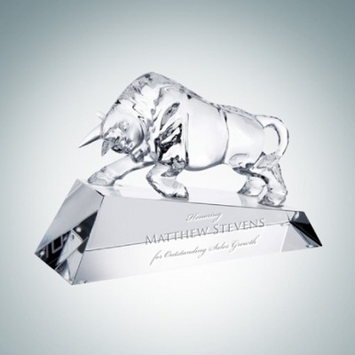 Designer Collection Optimistic Bull Optical Crystal Award