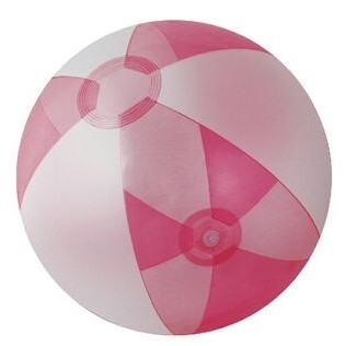 Inflatable Opaque White/Translucent Pink Beach Ball (16")