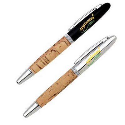 Cap Off Roller Ball Pen W/Cork Barrel