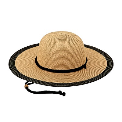 Ladies' Toyo Braid Color Block Sun Hat w/ Chin Strap