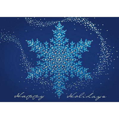 Happy Holidays Card w/Light Blue & Silver Stamped Snowflake