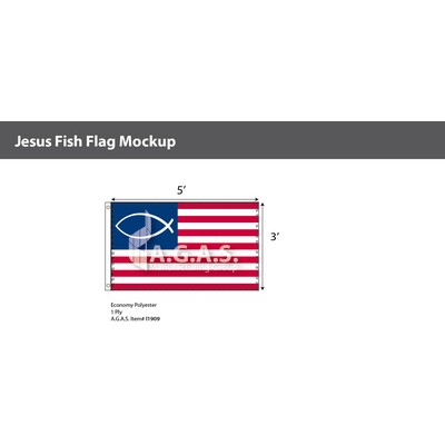 Jesus Fish Flags 3x5 foot