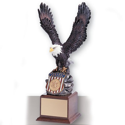 18" Hand Painted Resin Eagle Trophy w/2" Insert Space