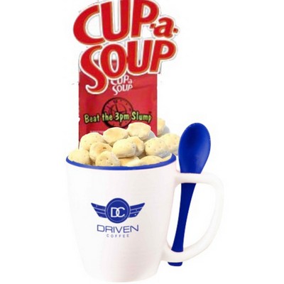 16 Oz. Soup w/Cracker Gift Mug (White/Navy Blue)